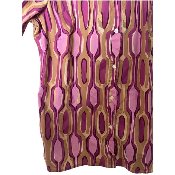 J. McLaughlin Lois Button Front Shirt SMALL Stretch Cotton Mod Retro Print - Picture 3 of 5
